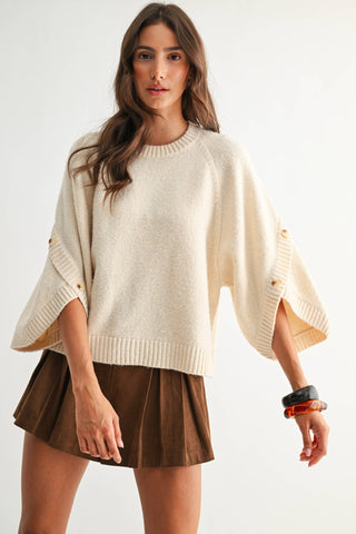 Classic Knit Button Sleeve Sweater – Soft & Stylish