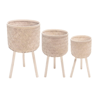 White Wood Tripod Planter Stand – Set of 3 (11, 13, 15 in.)