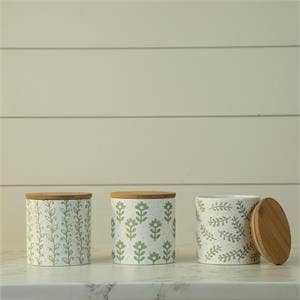 Leafy Green Dolomite Canisters – Set of 3