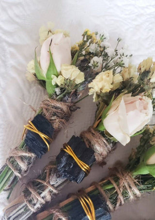 Black Tourmaline, Palo Santo, Rose and Wild Flower Smudge Bundle