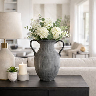 Black Dolomite Amphora Weathered Vase, 15 in.
