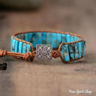 Turquoise Jasper Stone Tube Wrap Bracelet
