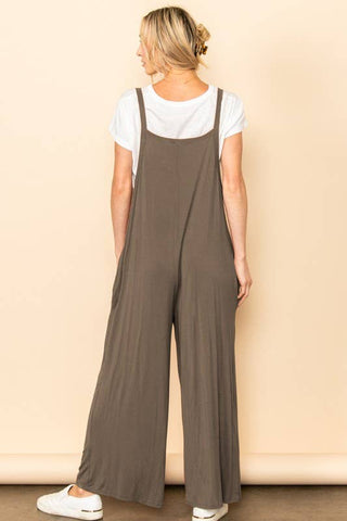 Wide Leg Overall Jumper with Bib & Side Pockets