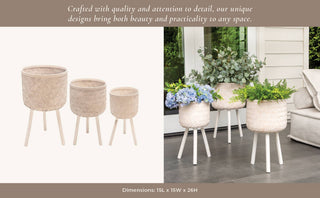 White Wood Tripod Planter Stand – Set of 3 (11, 13, 15 in.)