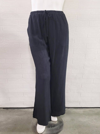 Plus Size Drawstring Wide Leg Crinkle Pants