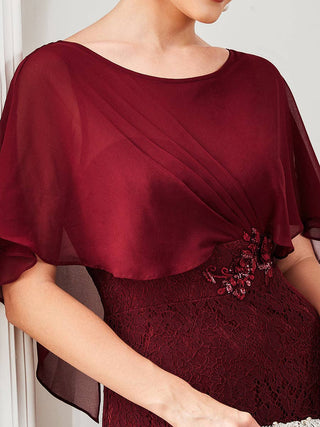 Fishtail Ruffles Sleeves Mother of Bridesmaid Dress