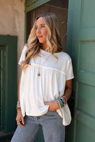 Sunday Morning Babydoll Top in White