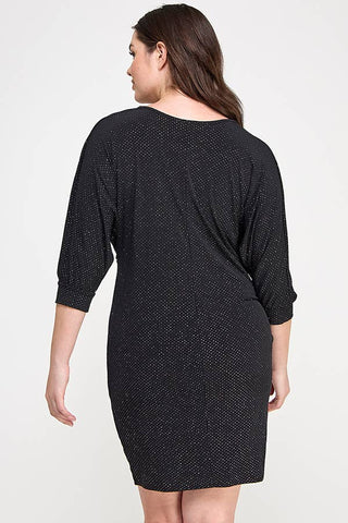 Curvy Glitter Dot Draped Midi Dress