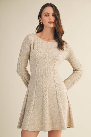 🧶 Cable Flare Sweater Dress – Cozy Meets Chic