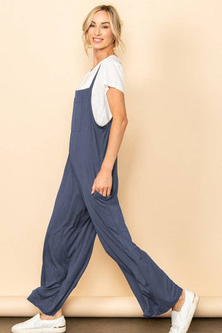 Wide Leg Overall Jumper with Bib & Side Pockets