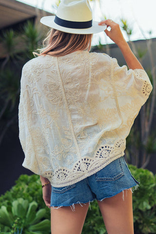 Wildflower Floral Embroidered Lace Button Front Top