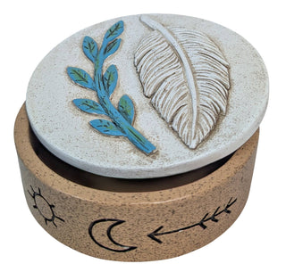 Sagebrush Sun & Moon Feather Resin Keepsake Box