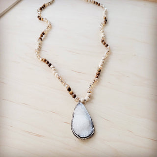 Picture Jasper Beaded Necklace w/ Druzy Pendant