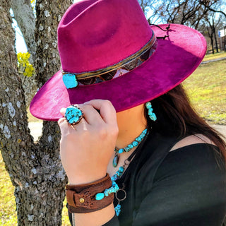 Blue Turquoise Ring in Antique Copper
