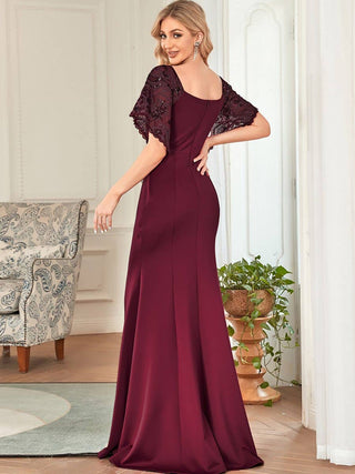 Maxi V Neck Party Dress with Flare Sleeves