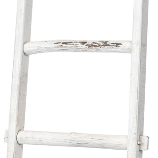 White Wooden Coastal Decorative Ladder, 76 in.