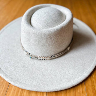Oatmeal Fedora with Multi-Accent Faux Leather Trim