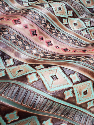 Rope Edge Turquoise Navajo Women's Leather Belt Buckle
