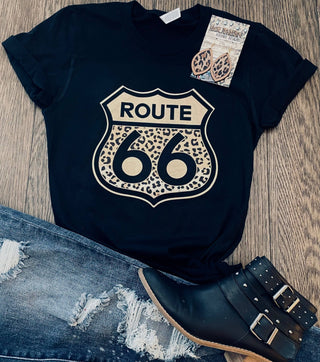 Leopard Route 66 Graphic Tee