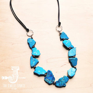 Turquoise Regalite Slab Necklace with Leather Ties