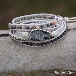 Labradorite White Jade & Druzy Wrap Bracelet