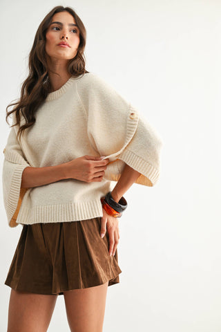 Classic Knit Button Sleeve Sweater – Soft & Stylish