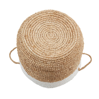 Raffia Duo-Tone Woven Basket Set of 3 - Natural