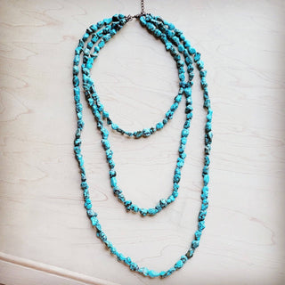 Genuine Blue Turquoise Triple Strand Necklace
