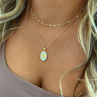 Kamryn Dapped Sequin Layering Chain Necklace Gold Filled
