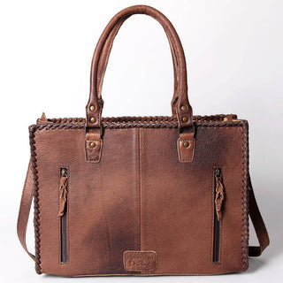 Hand-Tooled Floral Leather Tote with Braided Trim | Laciann Collective