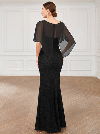 Fishtail Ruffles Sleeves Mother of Bridesmaid Dress