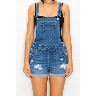 DESTROYED ROLLED CUFF SHORTALLS
