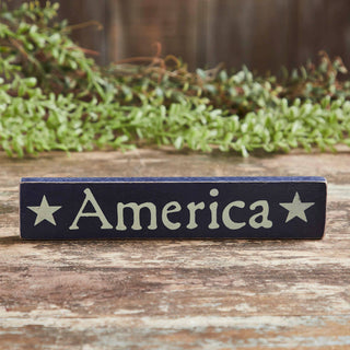 America Blue Wooden Sign