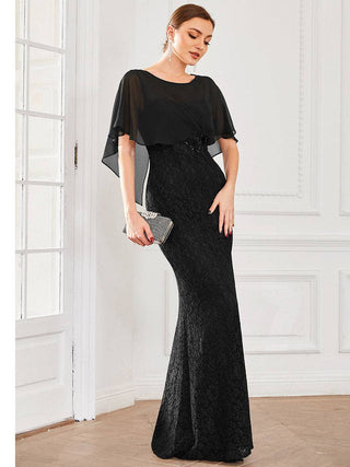 Fishtail Ruffles Sleeves Mother of Bridesmaid Dress
