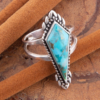 Anemone Blue Turquoise and Silver Statement Ring