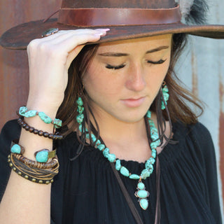 Blue Turquoise & Copper Necklace with Turquoise Pendant