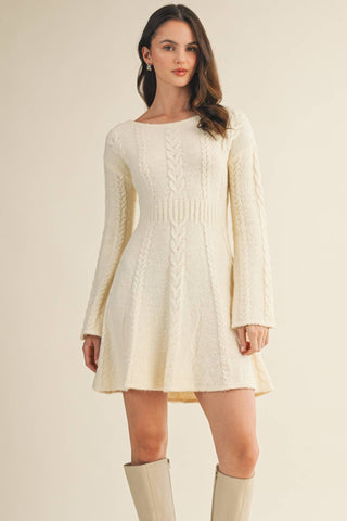 🧶 Cable Flare Sweater Dress – Cozy Meets Chic