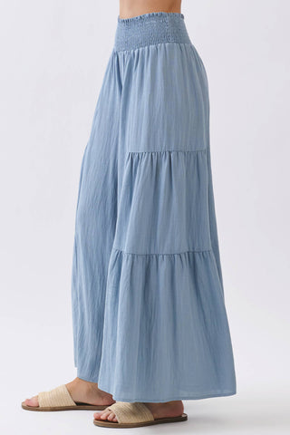 Dreamy Smocked Waist Wide Leg Pants – Baby Blue