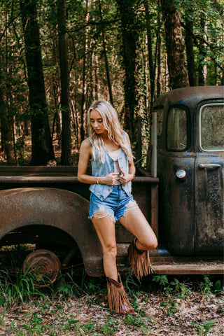 Sterling Embossed Denim Vest