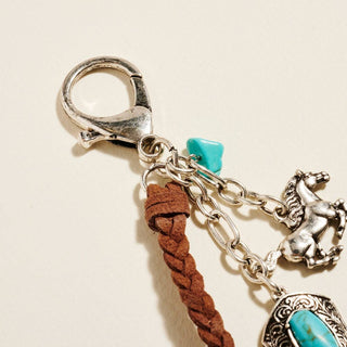 Braided Semi Precious Cowgirl Bag Charm Keychain