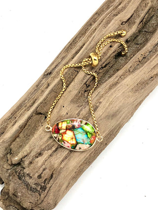 Bracelet Drawstring Multi Imperial Jasper Antique Chain