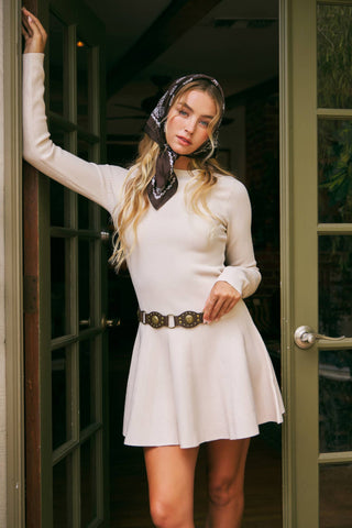 Pleated Sweater Dress – Cozy Texture Meets Boutique Elegance