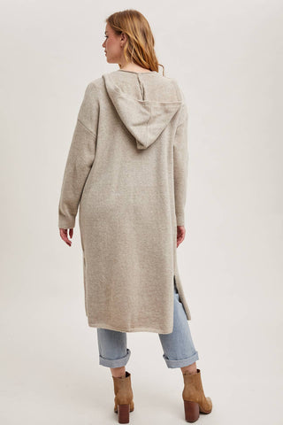 LONGLINE HOODIE OPEN FRONT CARDIGAN