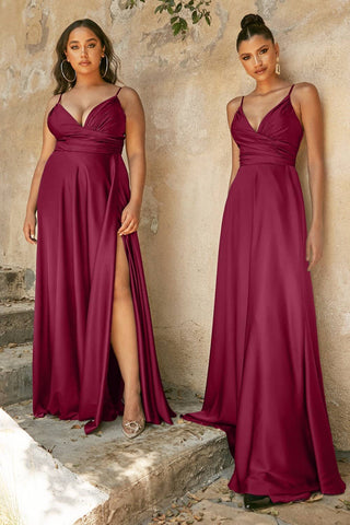 The Elowen Satin A-Line Sweetheart Neckline with Slit