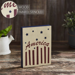 America Stars & Stripes Wooden Block