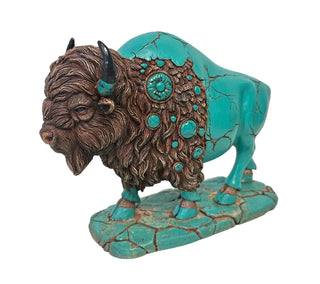 North American Buffalo Bison Southwestern Turquoise Figurine