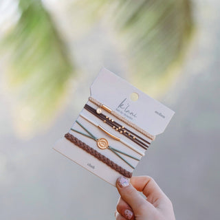 Climb Natural Colors with Gold Mountain Accent Hair Tie Bracelets