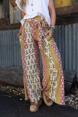 Secret Admirer Printed Pants in Patchwork Multi