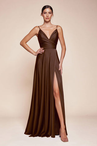 The Elowen Satin A-Line Sweetheart Neckline with Slit