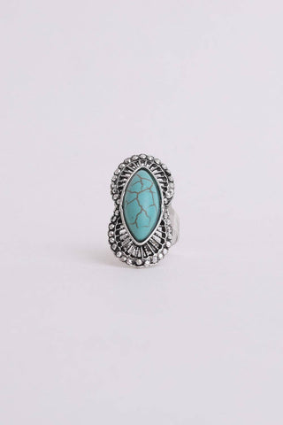Go West Adjustable Turquoise Ring - Silver